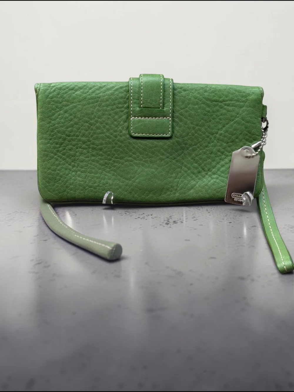 Coach Vintage Soho Leather Wristlet In Rare Green